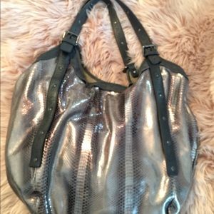 Cynthia Vincent Metallic Leather Hobo Bag